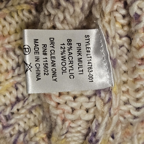 All in Favor Pink and Yellow Cowl Neck Sweater with Chunky Knit - Picture 7 of 10